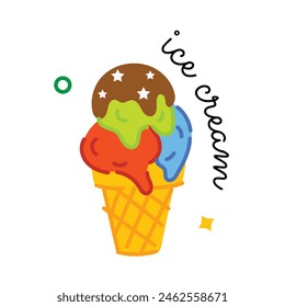 A flat sticker of ice cream 