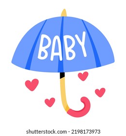 A Flat Sticker Icon Of Baby Umbrella 