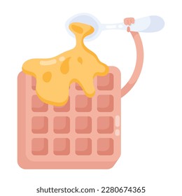 Icono de pegatinas planas de caramelo waffle