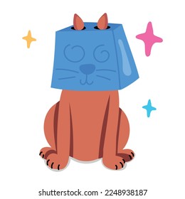 A flat sticker icon of hidden pet 