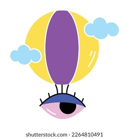 A flat sticker icon of hot balloon 
