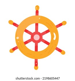 A flat sticker icon of rudder 