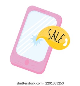 Un icono de pegatina plana en el mensaje de venta 