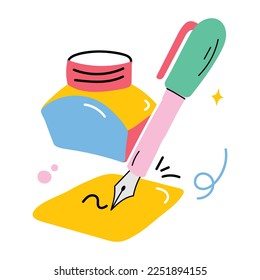 Flat sticker of ink pot is up for premium use 