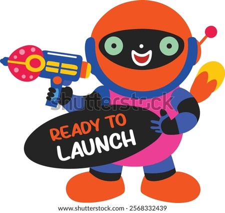 A flat sticker of an invader holding a laser gun