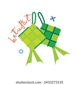 Here’s a flat sticker of ketupat 