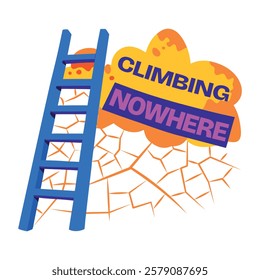 A flat sticker of a ladder with climbing nowhere typography