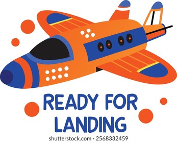 A flat sticker of landing plane