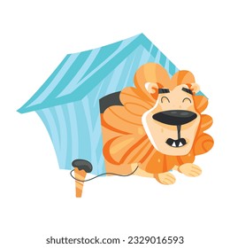 A flat sticker of lion house