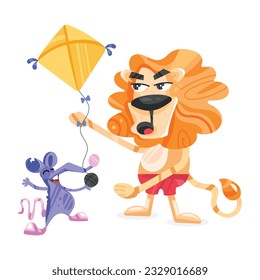 Flat sticker of lion kite 
