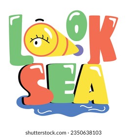 Flat sticker of look sea 