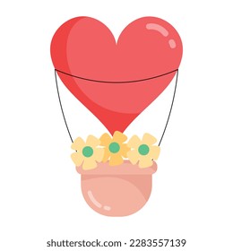 A flat sticker of love balloon 