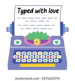 A flat sticker of lovely typewriter