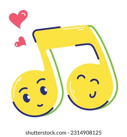 A flat sticker of music note 