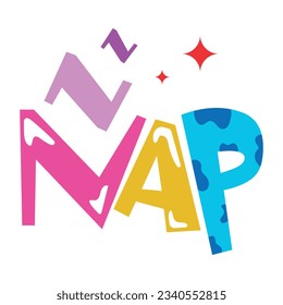 Flat sticker of nap word 