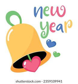 A flat sticker of new year bell 