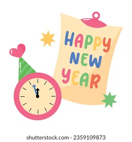 Flat sticker of new year countdown 