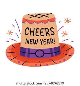 A flat sticker of a new year hat