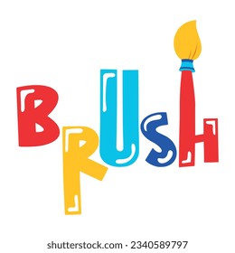 A flat sticker of painting brush 