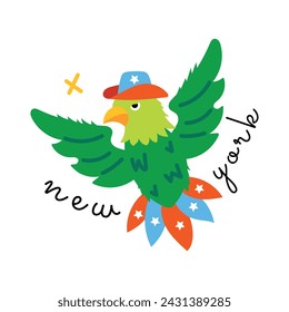 Aquí hay una pegatina plana de un pájaro patriótico