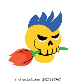 A flat sticker of punk skull 