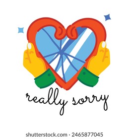 A flat sticker of really sorry typography 