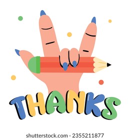A flat sticker of rock gesture 