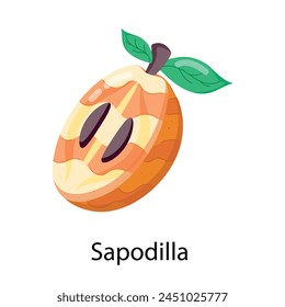 Here�s a flat sticker of sapodilla fruit