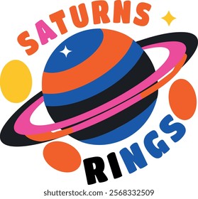 A flat sticker of saturn planet