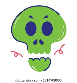 Una pegatina plana de calavera temible 