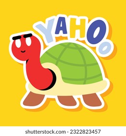 Flat sticker of sea turtle