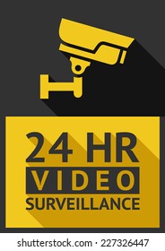 Flat sticker security camera 02, vector illustration