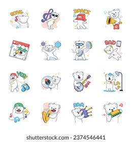 Cute Polar Bear Listening Music' Sticker