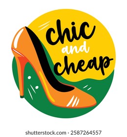 A flat sticker of shoe sale with chic and cheap typography 
