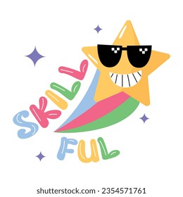 A flat sticker of shooting star 