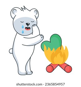 Flat sticker showing bear crying 
