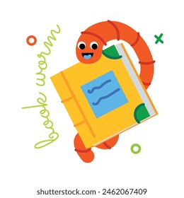 A flat sticker showing a bookworm 