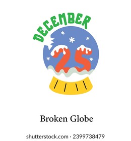 A flat sticker showing christmas broken globe 