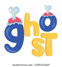 A flat sticker showing ghost typography 
