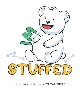 A flat sticker showing im stuffed concept  