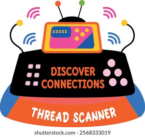 A flat sticker of a signal device with discover connection typography