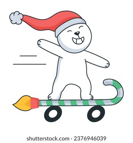 Aquí hay una pegatina plana de un oso patinador 
