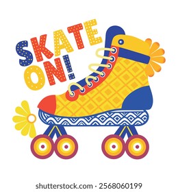 A flat sticker of skating shoe with skate on text