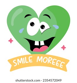 Flat sticker of smile more 