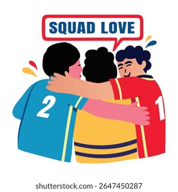 A flat sticker of sports team with squad love typography