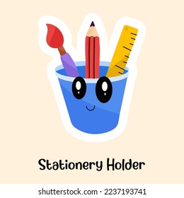 Flat sticker of stationery holder with editable facility 