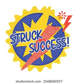 A flat sticker of a struck success typography