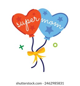 Una pegatina plana de globos super mamá 