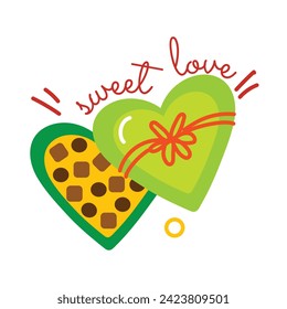 Una pegatina plana de amor dulce  