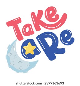 Flat sticker of take care 
